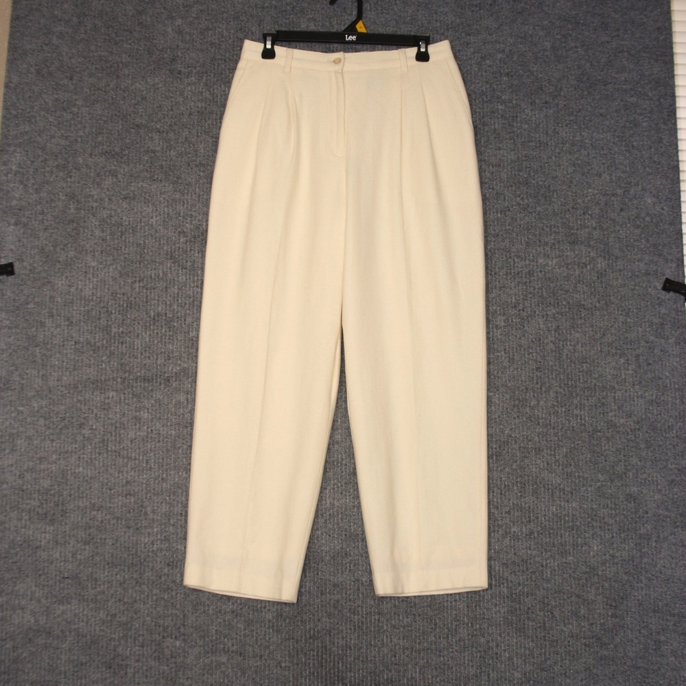 Sag Harbor Womens Size 12P Petite Yellow Wool Blend Pleated Front Trousers Pants